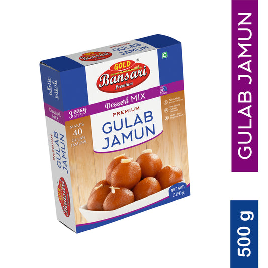 Gold Bansari Premium Gulab Jamun Dessert Mix, Pure Veg, Delicious Indian Dessert and Mithai-500g